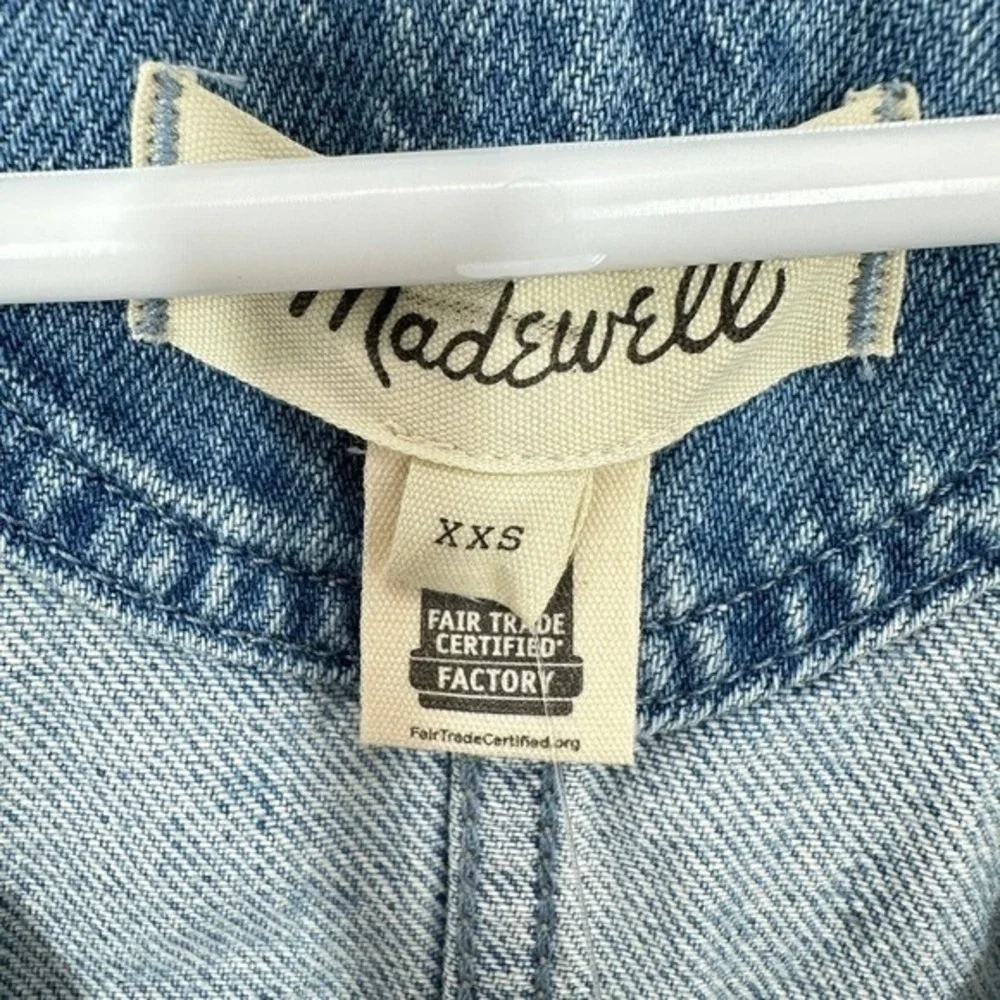 Madewell Scoopneck Denim Shortalls Chambray‎ Blue XXS Button Front Patch Pockets - Picture 8 of 14